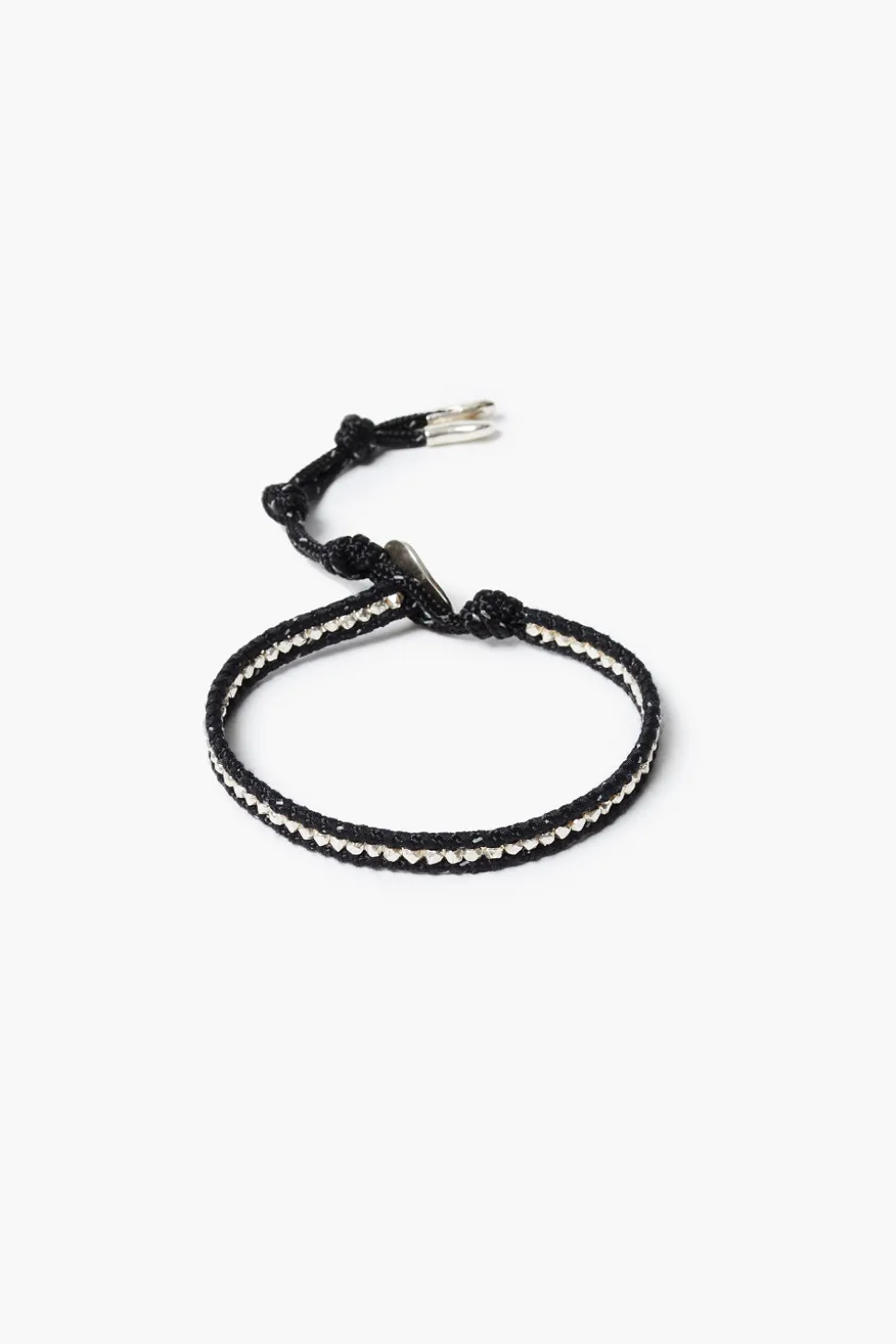 Sterling Silver Single Wrap Bracelet Black