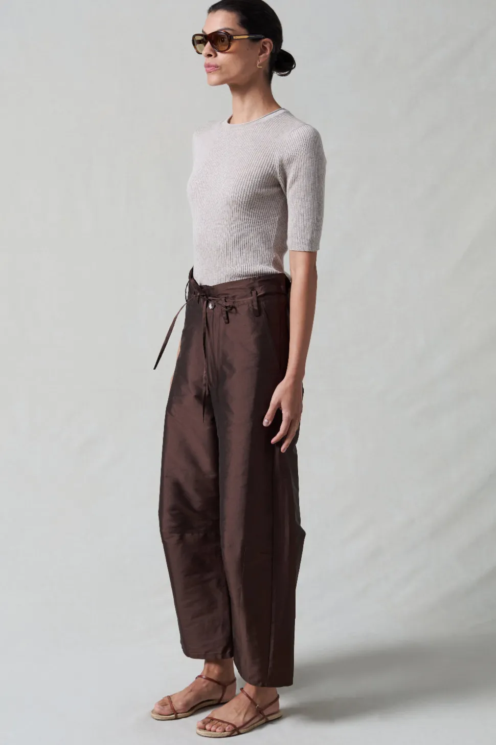 Techno Taffeta Barrel Pant Chocolate